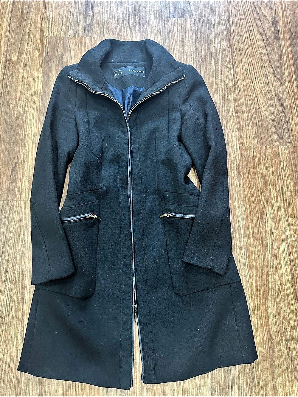 Zara Black Zip Front Coat